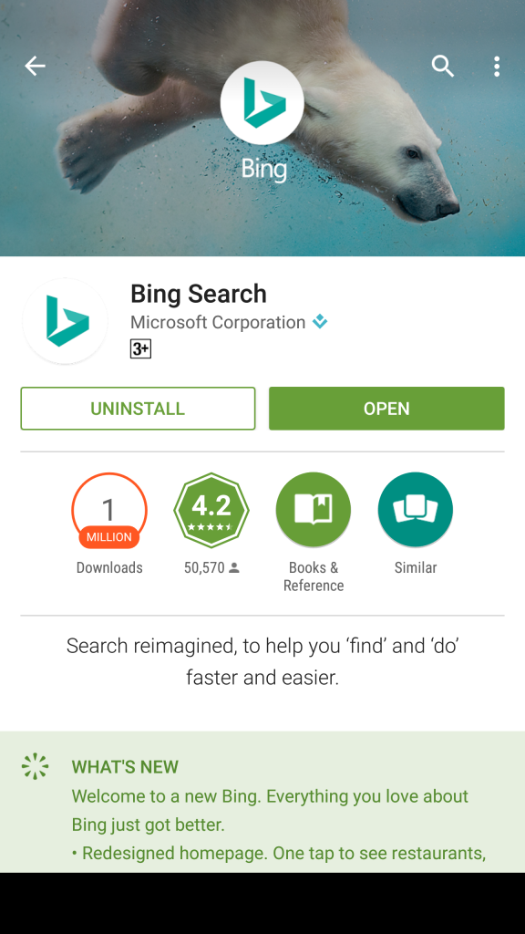 Bing Search gets a new update on Android