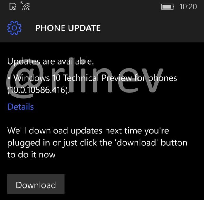 Windows 10 Mobile Build 10586.416