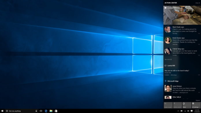 Action Center Windows 10 Anniversary Update