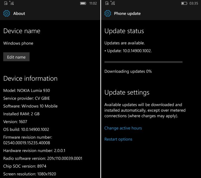 Windows 10 Mobile Build 14900