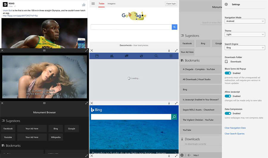 windows 10 mobile web browser