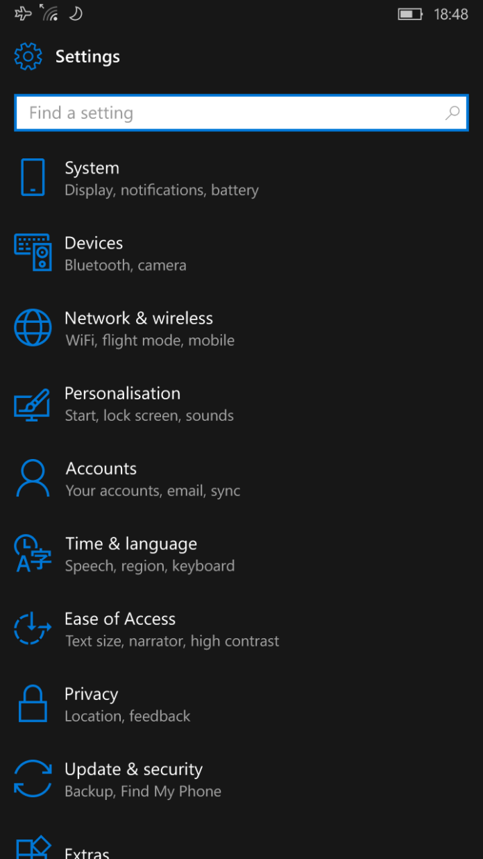 Windows Mobil Menu Review: Windows 10 Mobile Anniversary Update