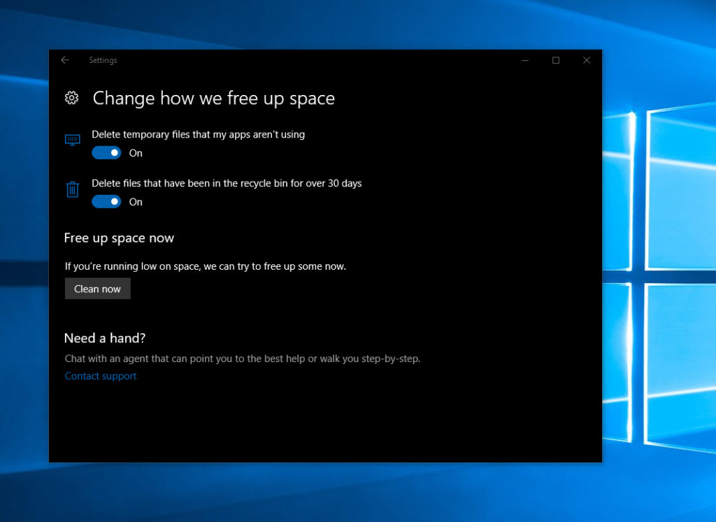 Storage Sense feature arrive in Windows 10 with build 15014