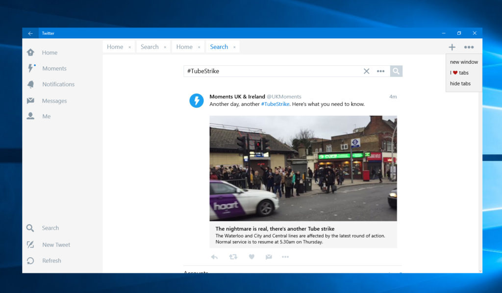 Twitter brings Tabs Feature to its Windows 10 App for PCs and Tablets