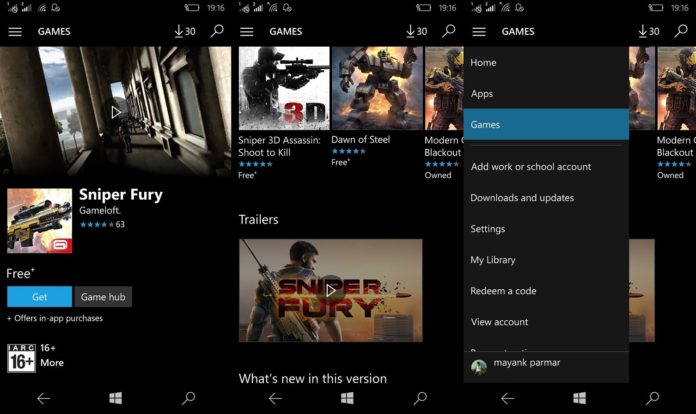 windows store for windows 10 mobile video trailers