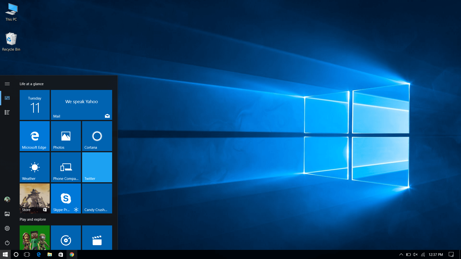 Windows 10 Start Sceen