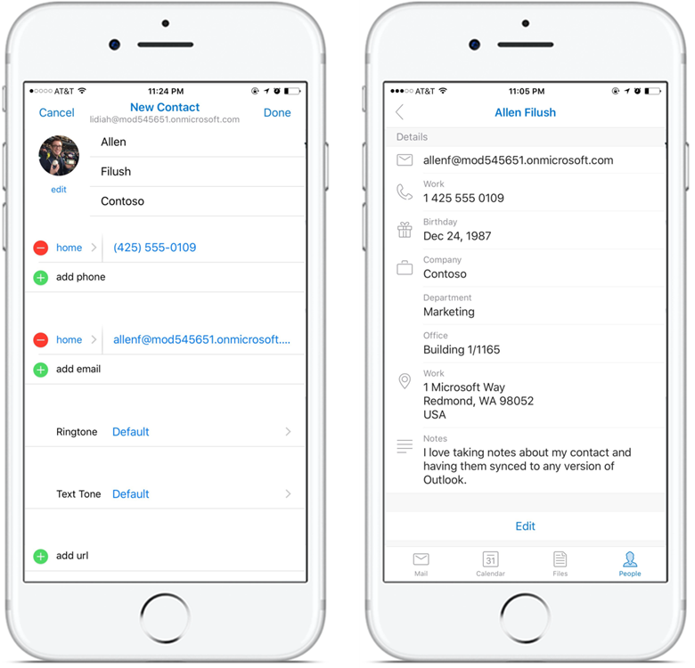 You can now add and edit contacts in Outlook for iOS and Android