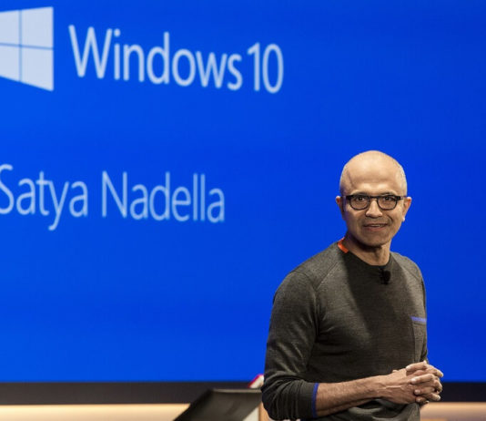 Satya Nadella in Windows 10 bg