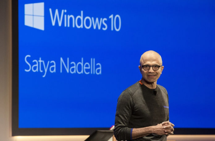 Satya Nadella in Windows 10 bg