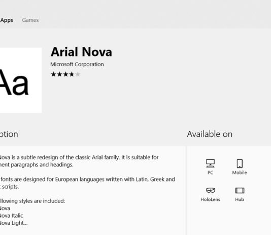 Arial Nova font