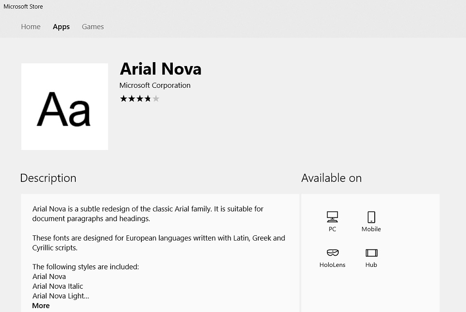 Arial Nova font