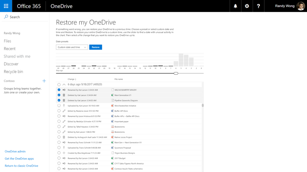 OneDrive Files Restores