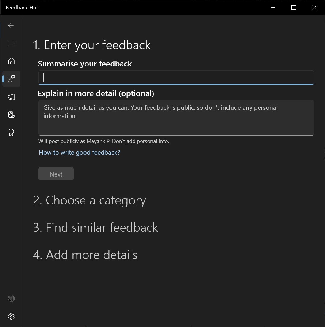 Windows Insider Program Feedback Hub