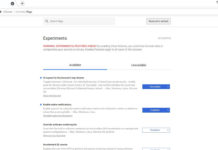 Google Chrome Canary Flags Page