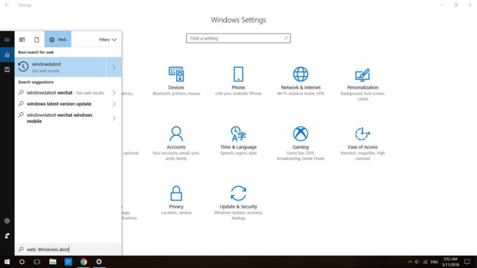 Windows 10 Search interface