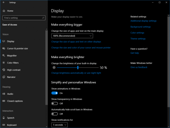 Windows 10 accessibility improvements