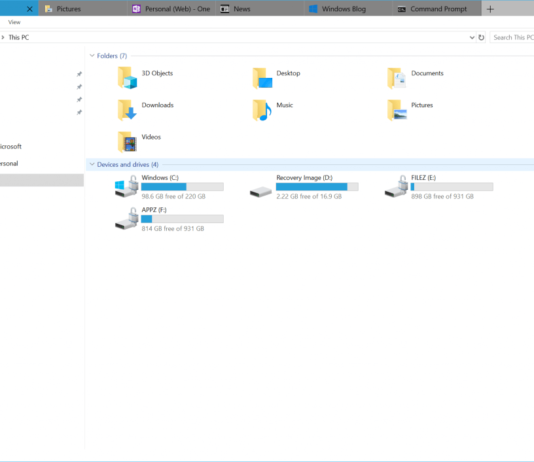 sets feature in file explorer