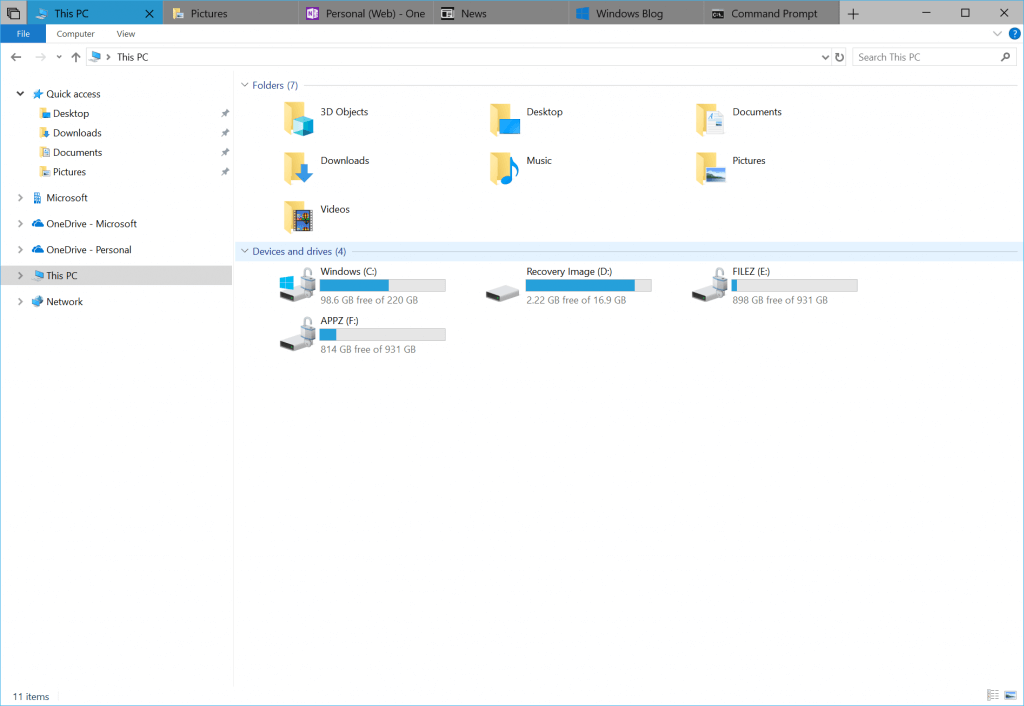 sets feature in file explorer