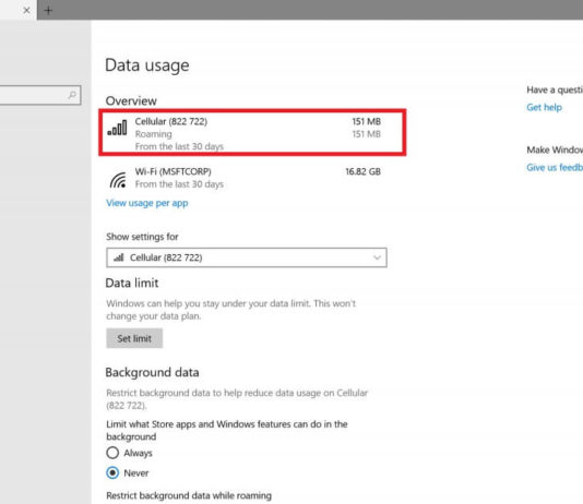 Windows 10 will let you know how much data you are using while roaming Data usage in Windows 10