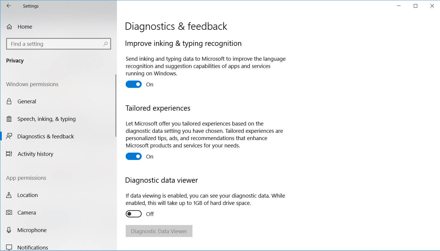 Diagnostics and Feedback in Windows 10