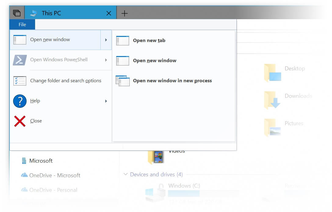 File Explorer in Windows 10