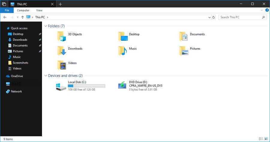 File Explorer with Dark Theme