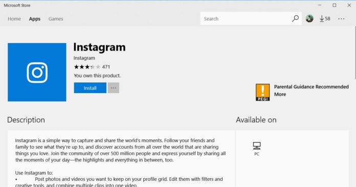 Instagram for Windows 10