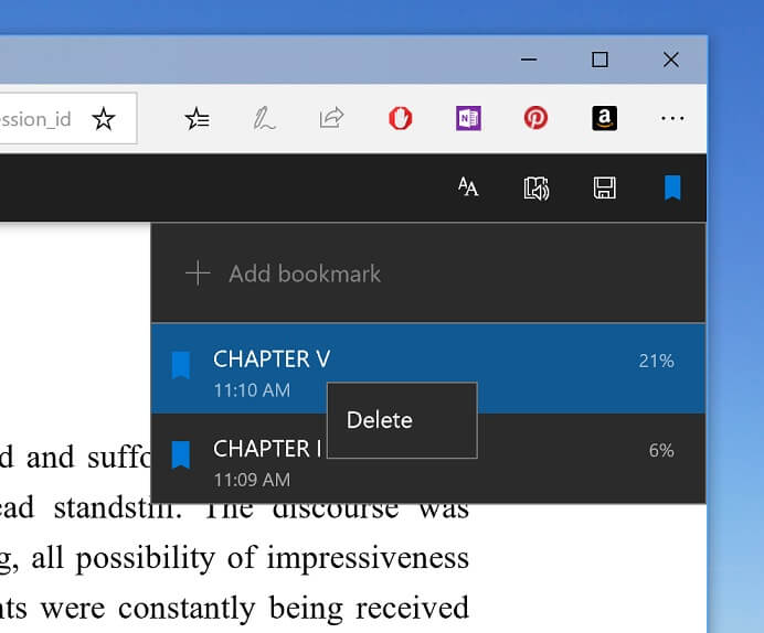 Microsoft Edge bookmark manager