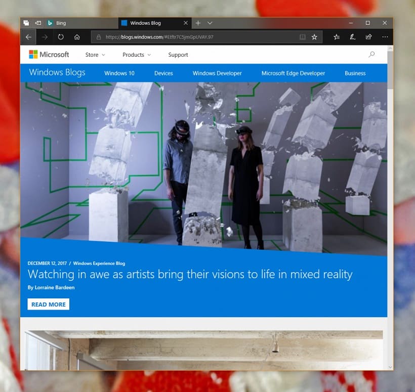 Microsoft Edge with Fluent Design