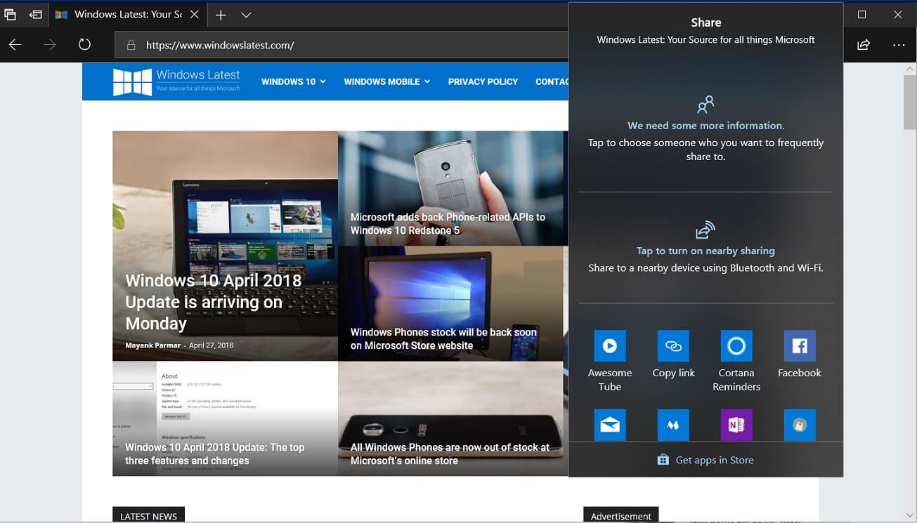 Near Share in Microsoft Edge