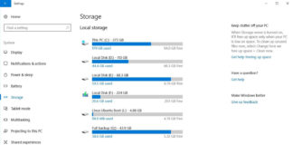 Storage in Windows 10