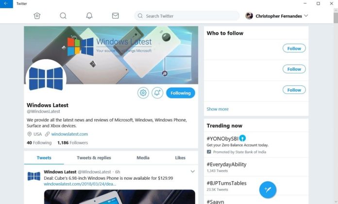 Twitter PWA for Windows 10