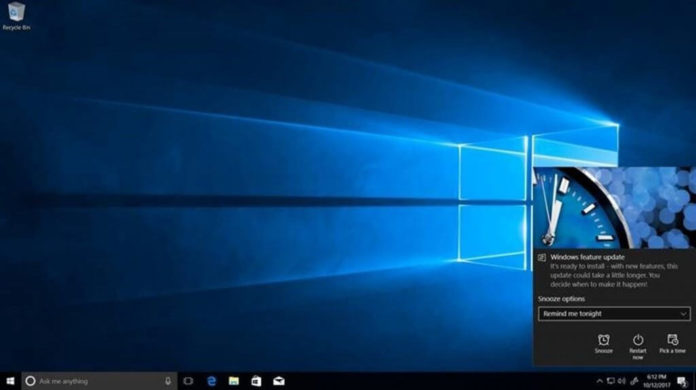 Windows 10 feature update notification