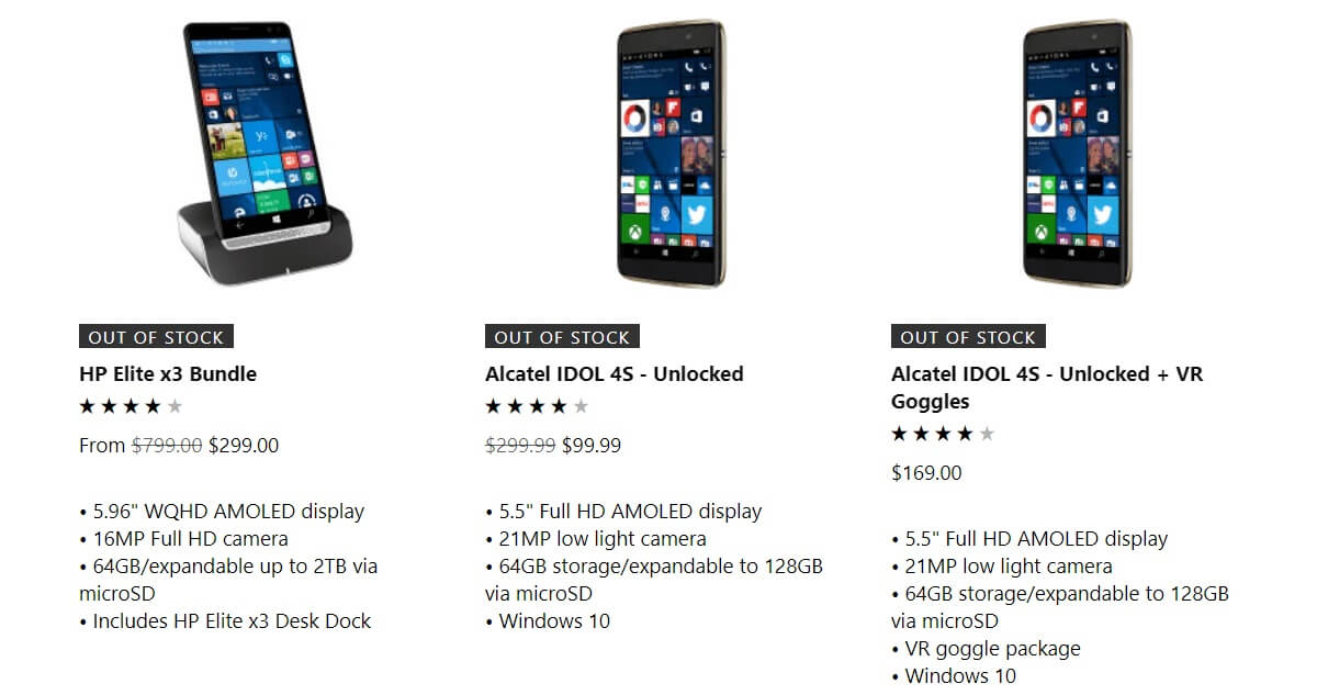 Windows Phones at Microsoft Store
