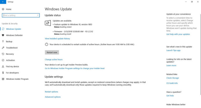 Installing Windows 10 Spring Creators Update