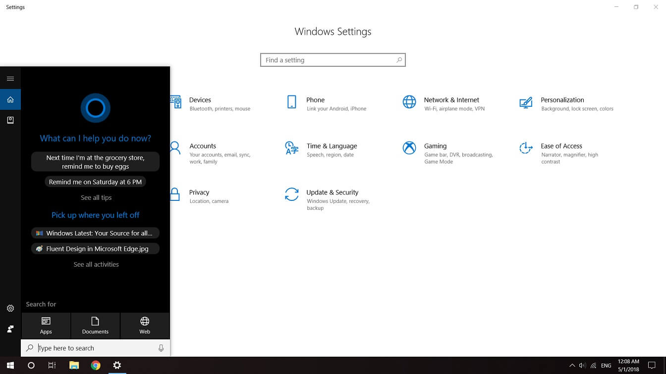 Cortana in Windows 10