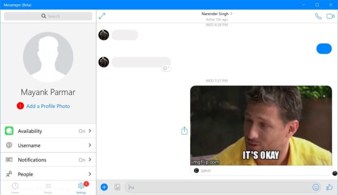 Messenger Beta in Windows 10