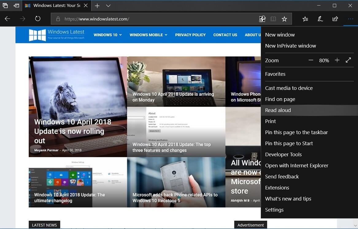 Microsoft Edge in Windows 10