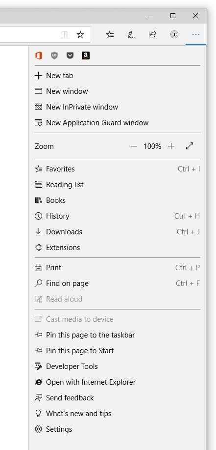 Microsoft Edge new Settings menu