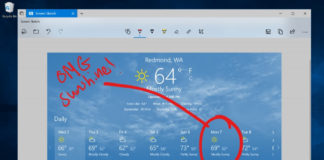 Screen snipping feature in Windows 10