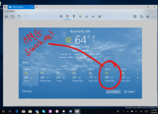 Screen snipping feature in Windows 10