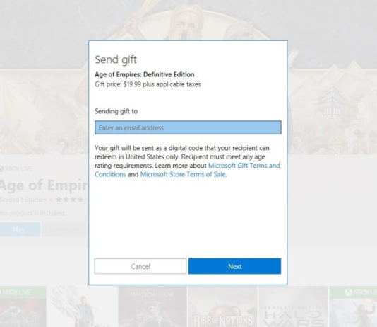 Windows 10 PC Game Gifting