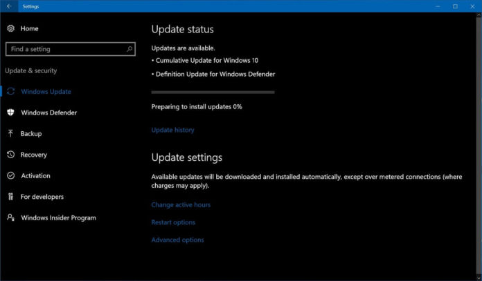 Windows 10 cumulative update