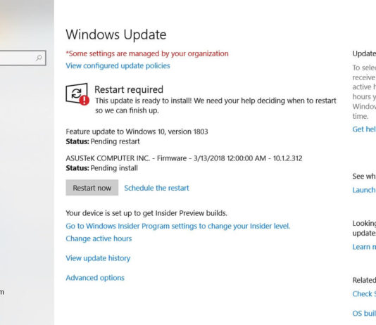 Windows Update in Settings