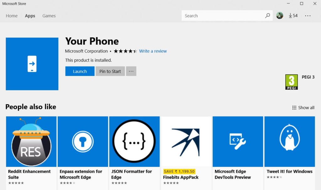 Microsoft’s Your Phone app shows up in the Windows 10's Store