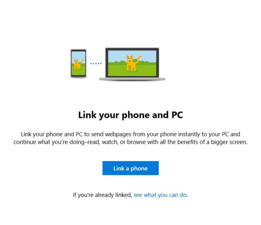 Your Phone app in Windows 10