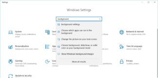 Background settings in Windows 10