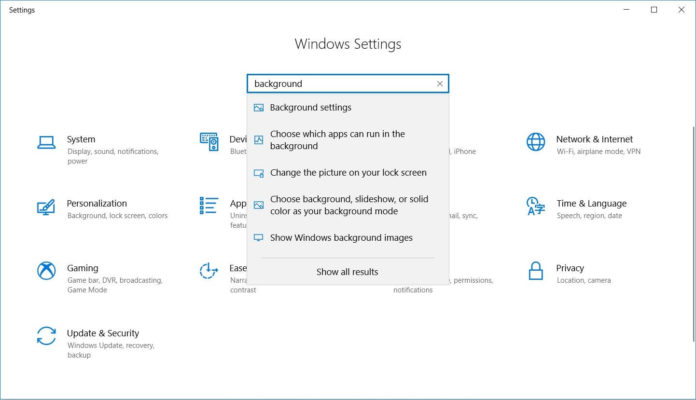 Background settings in Windows 10