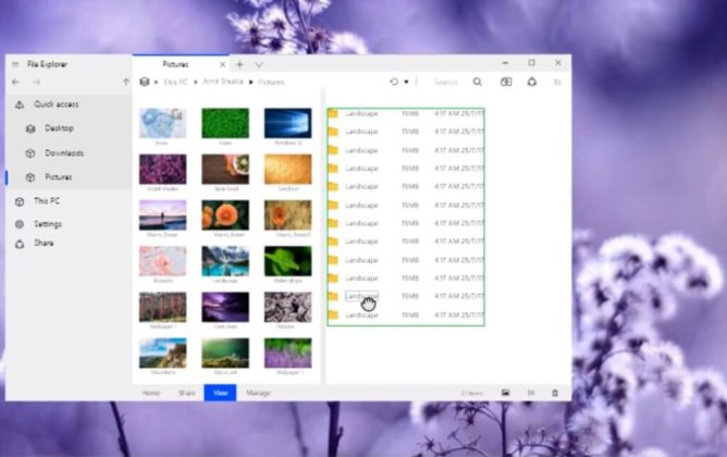 File Explorer for Windows 10 concept with light