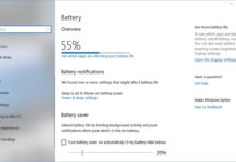 Windows 10 battery settings